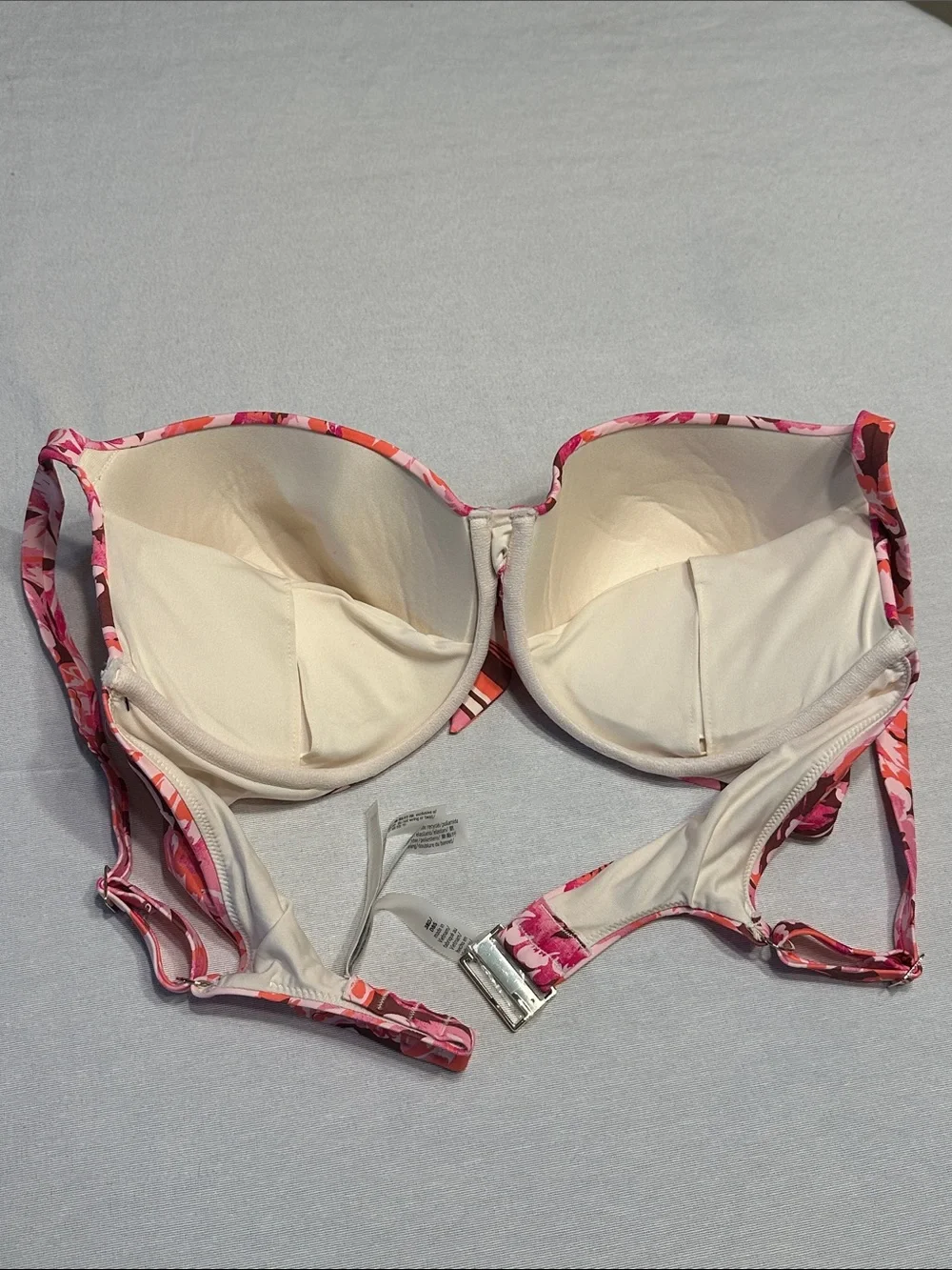 Victoria's Secret Pink Floral Push-up Bikini Top with Tie Accent